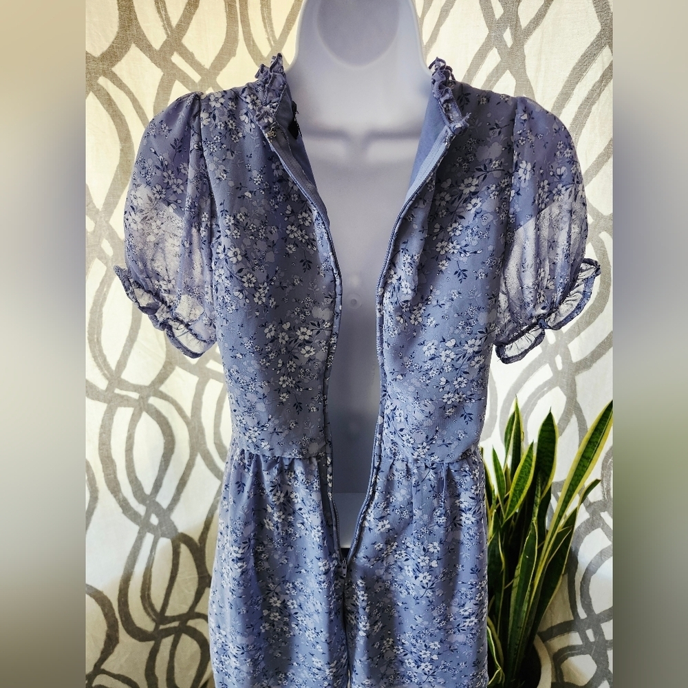 Trixxi Lavender Lace-Trimmed Dress Romper - Picture 3 of 4